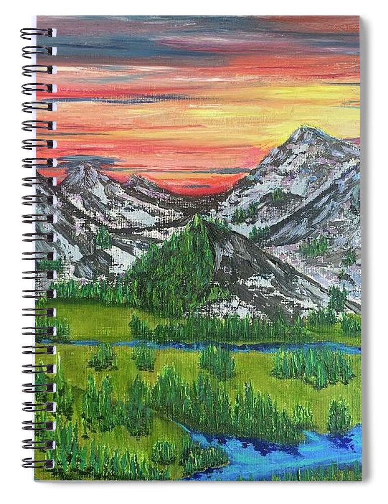 Mountain Spiral Notebook featuring the painting Mountain Magic by Lisa White