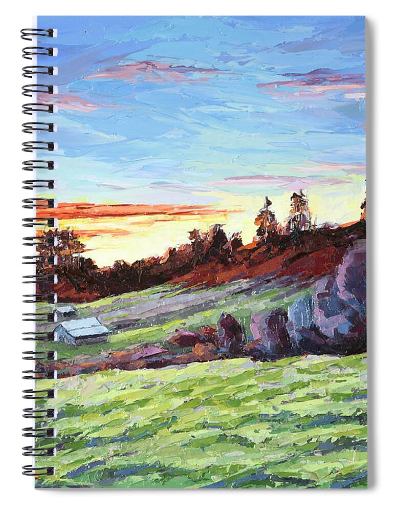 Oil Painting Spiral Notebook featuring the painting Mountain Meadow by PJ Kirk