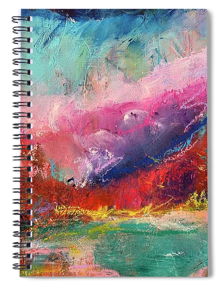 Abstract Spiral Notebook featuring the painting Mountain Music by Bonny Butler