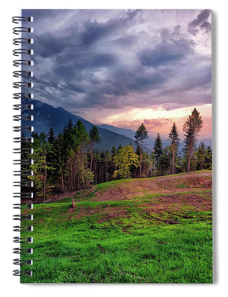 Panorama Spiral Notebook featuring the photograph Mountain panorama by The P