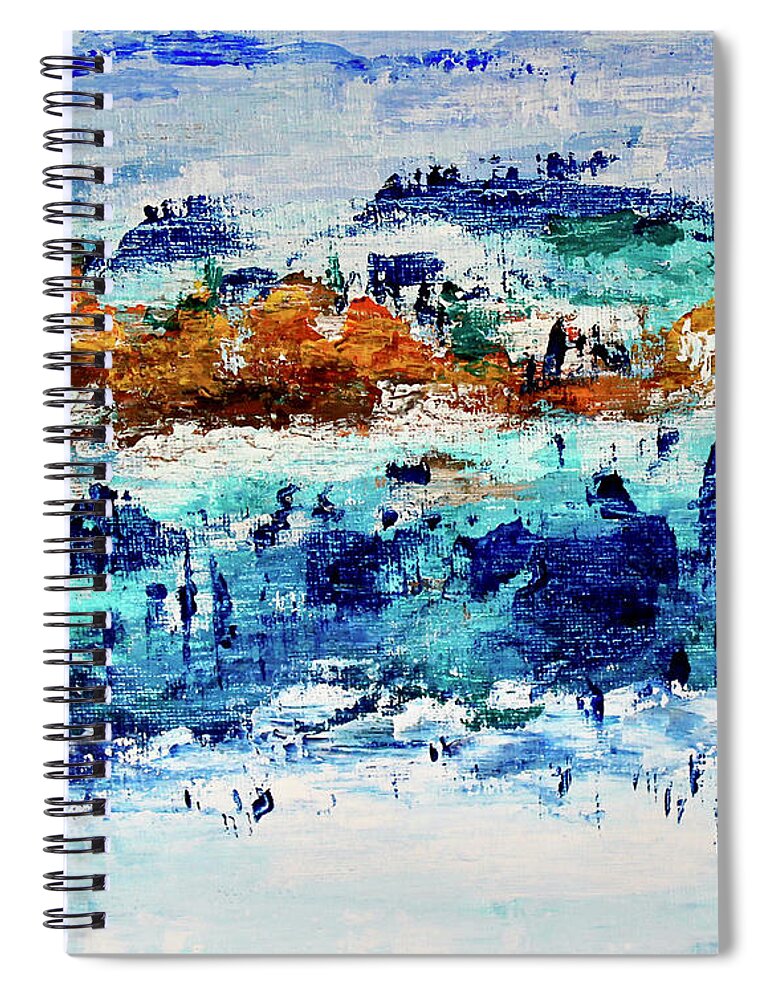 Mountains Spiral Notebook featuring the painting Mountain Retreat by Teresa Moerer