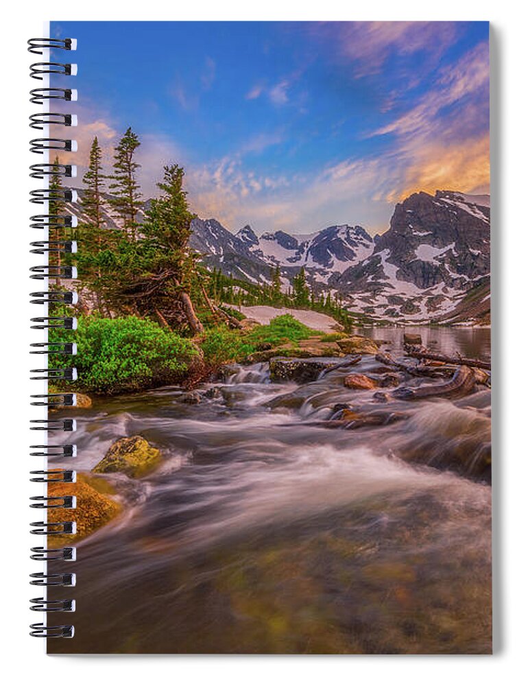 Colorado Spiral Notebook featuring the photograph Mountain Stream Sunset by Darren White