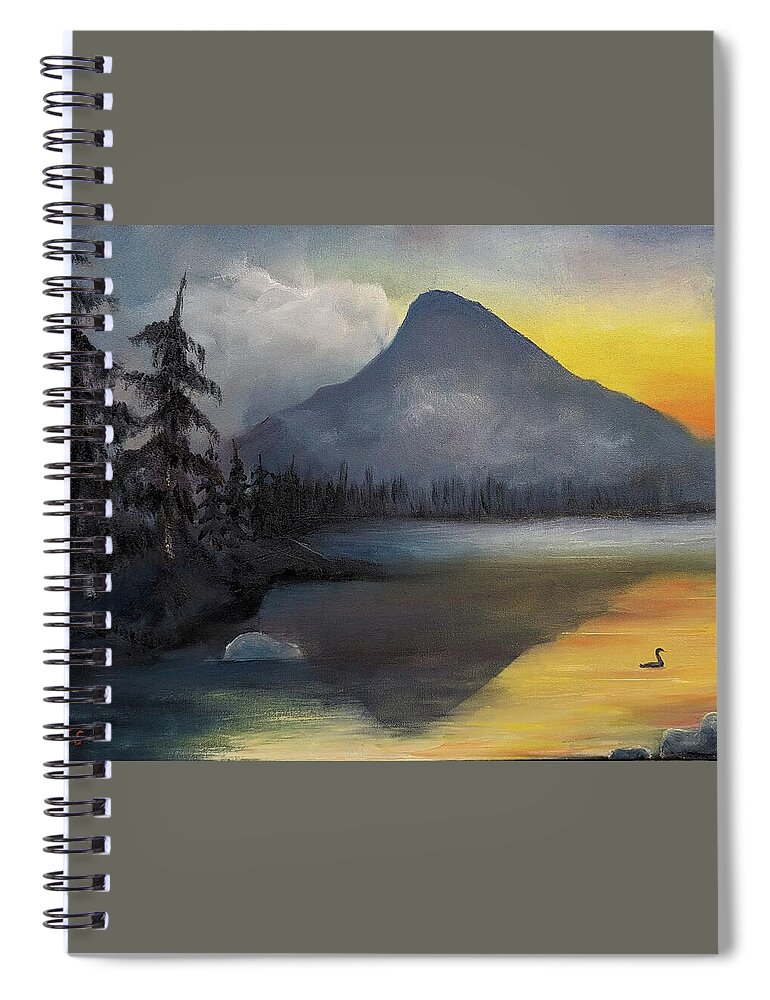 Landscape Spiral Notebook featuring the painting Mountain Sunrise by Evelyn Snyder