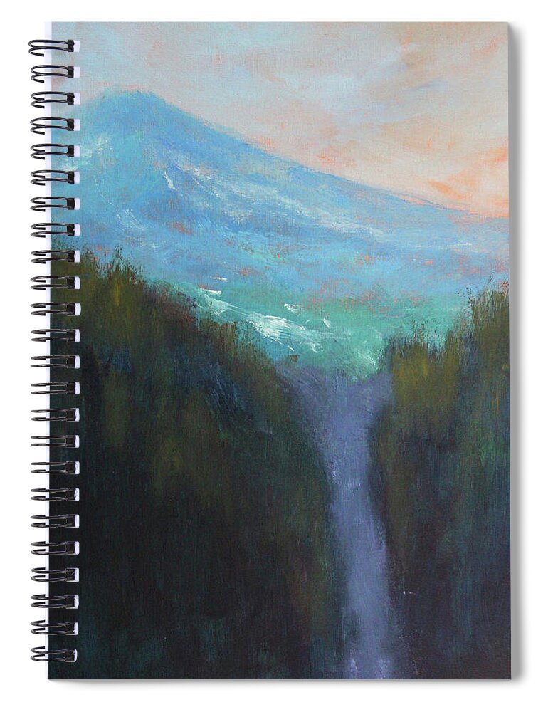 Mountain Sunrise Landscape Spiral Notebook featuring the painting Mountain Sunrise by Nancy Merkle