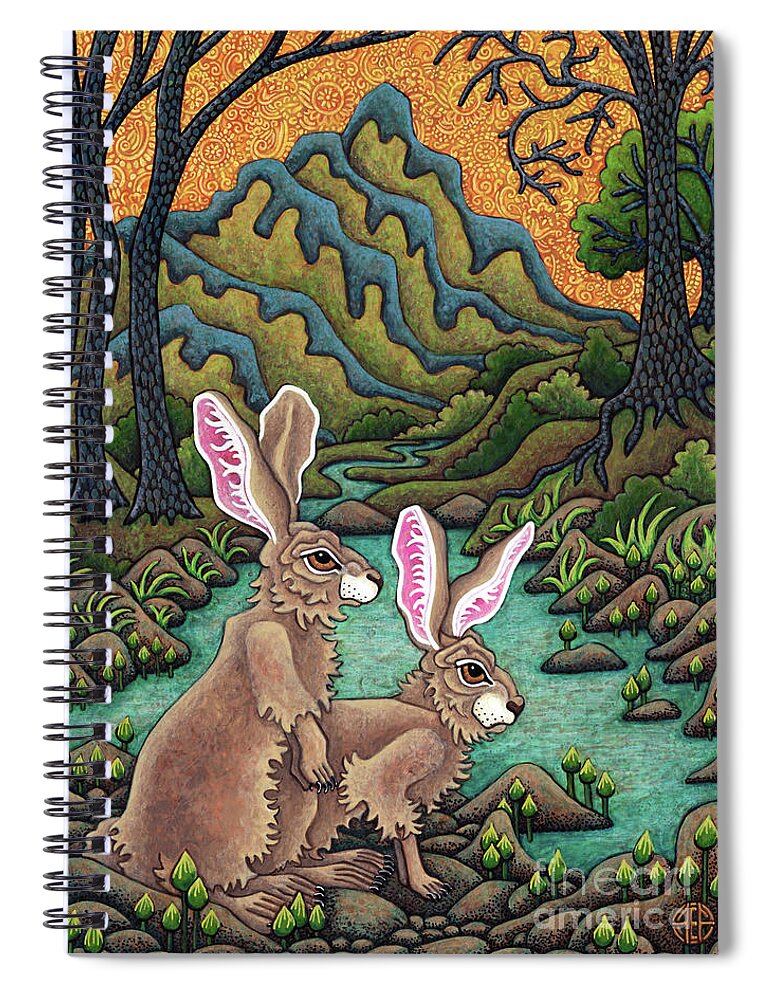 Hare Spiral Notebook featuring the painting Mountain Valley Mystery by Amy E Fraser