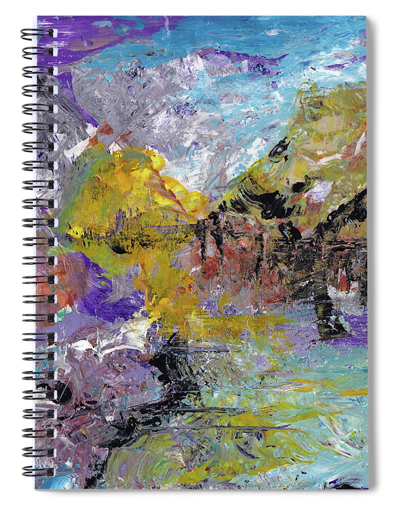 Uplifting Spiral Notebook featuring the mixed media Mountain's, Cold Morning Light by Mark Tonelli