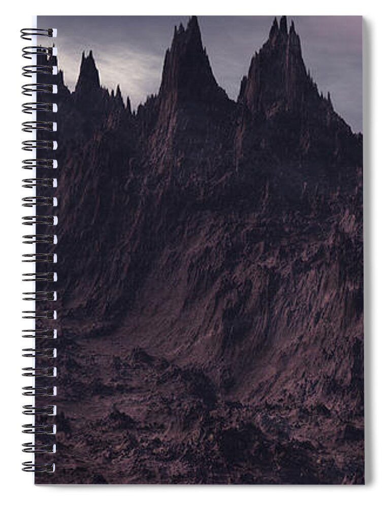 Lovecraft Spiral Notebook featuring the digital art Mountains of Madness by Bernie Sirelson