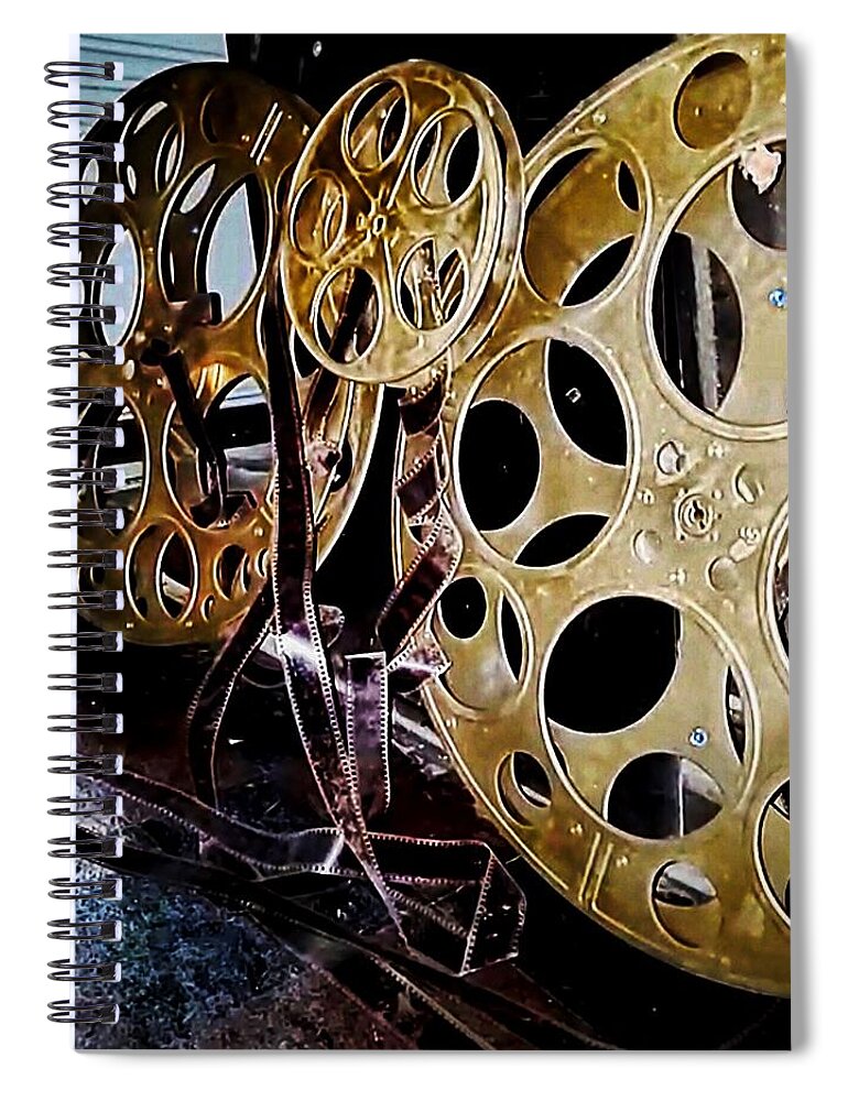  Spiral Notebook featuring the photograph Movie reels by Stephen Dorton