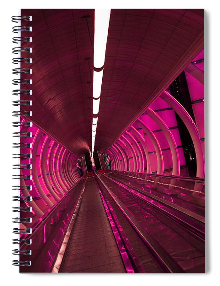 Moving Sidewalk Spiral Notebook featuring the photograph Moving Sidewalk Abstract Fushia by Donna Corless