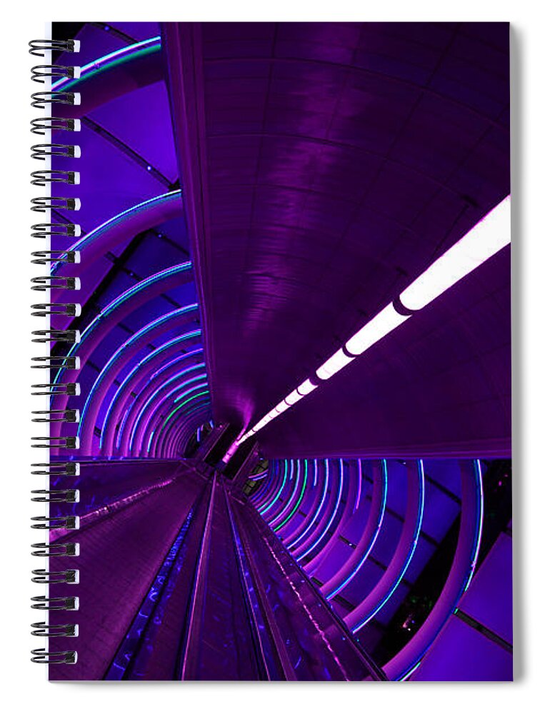 Moving Sidewalk Spiral Notebook featuring the photograph Moving Sidewalk Abstract - Purple 2 by Donna Corless