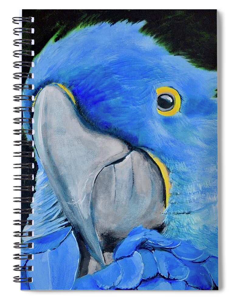 Bird Spiral Notebook featuring the painting Mr Blue by Walt Maes