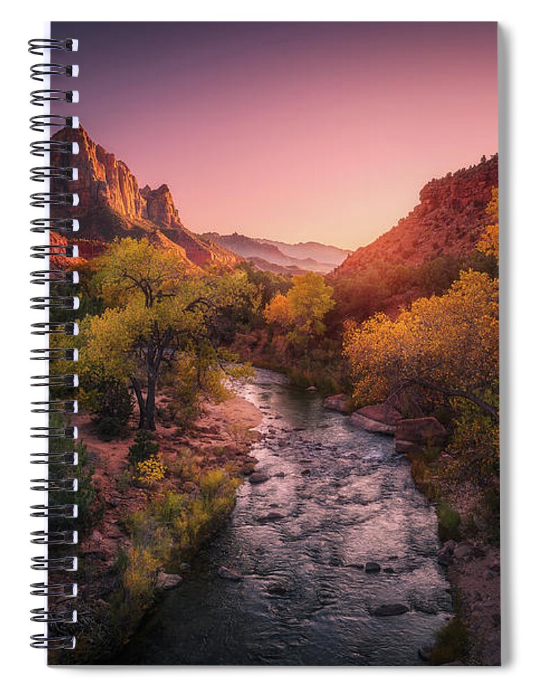 Sunset Spiral Notebook featuring the photograph Autumn Sunset by Henry w Liu