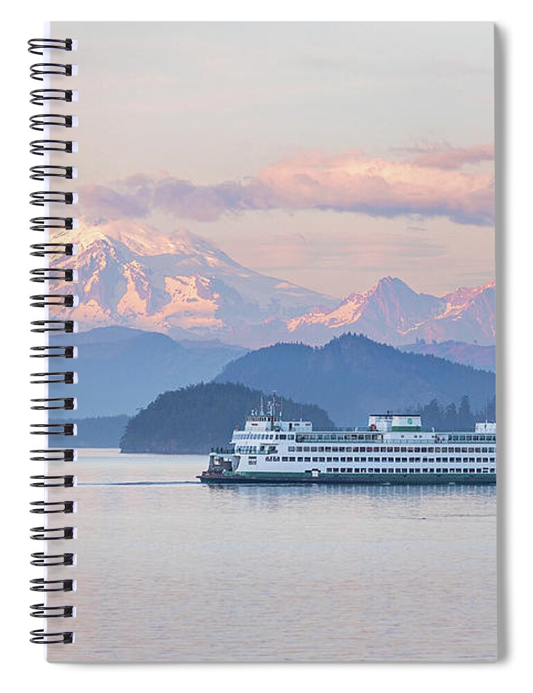 Mount Baker Spiral Notebook featuring the photograph Mt. Baker Ferry Sunset by Michael Rauwolf