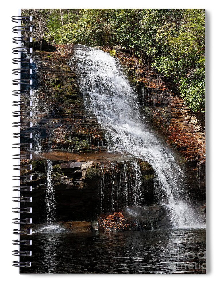 Autumn Spiral Notebook featuring the photograph Muddy Creek Falls at Low Water at Swallow Falls State Park in western Maryland by William Kuta