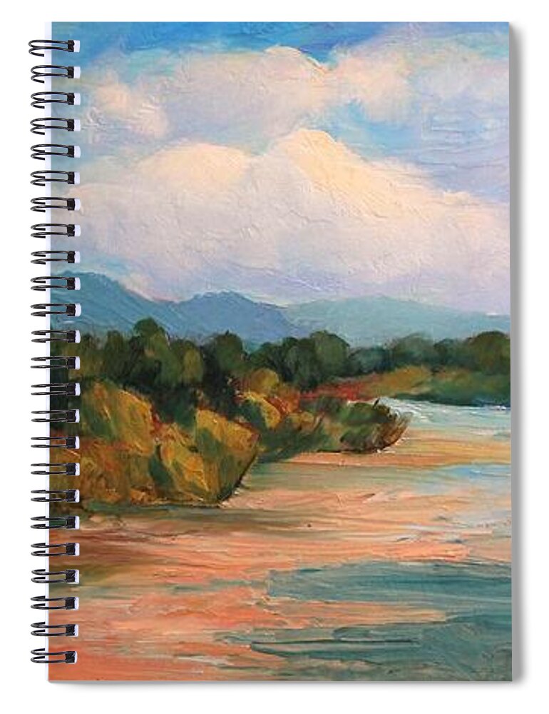Plein Air Spiral Notebook featuring the painting Muddy River after the Rain by Marian Berg