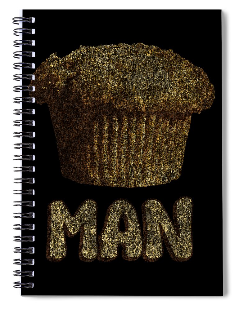 Funny Spiral Notebook featuring the digital art Muffin Man Retro by Flippin Sweet Gear