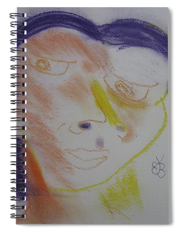  Spiral Notebook featuring the drawing Multi coloured face by AJ Brown