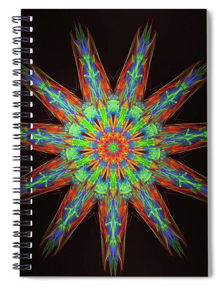 Multi Dimensional Mandala Spiral Notebook featuring the digital art Multi Dimensional Mandala by Michael Canteen