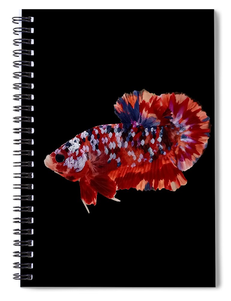 Betta Spiral Notebook featuring the digital art Multicolor Betta Fish by Sambel Pedes
