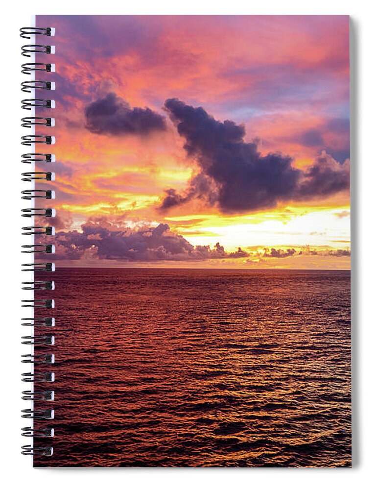 Sunset Spiral Notebook featuring the photograph Dramatic Colorful Sky and Sea at Sunset by William Dickman