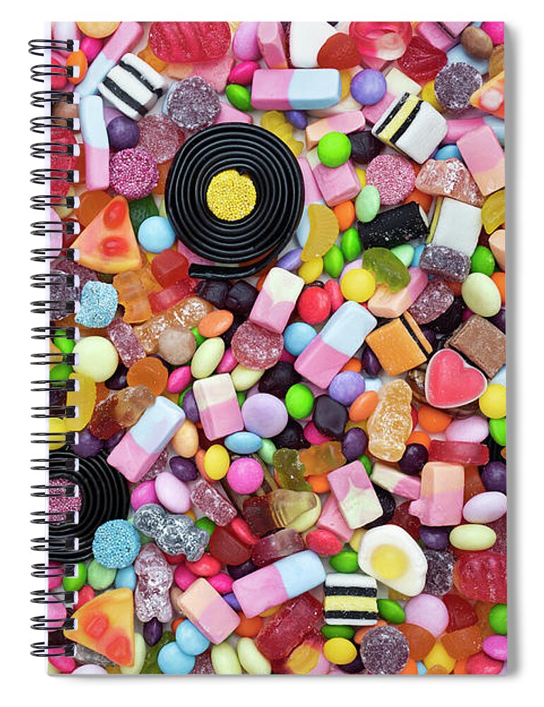 Sweets Spiral Notebook featuring the photograph Multicoloured Sweets by Tim Gainey