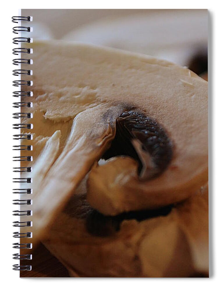 Cremini Spiral Notebook featuring the photograph Mushroom Slices for Stroganoff Macro by Gaby Ethington