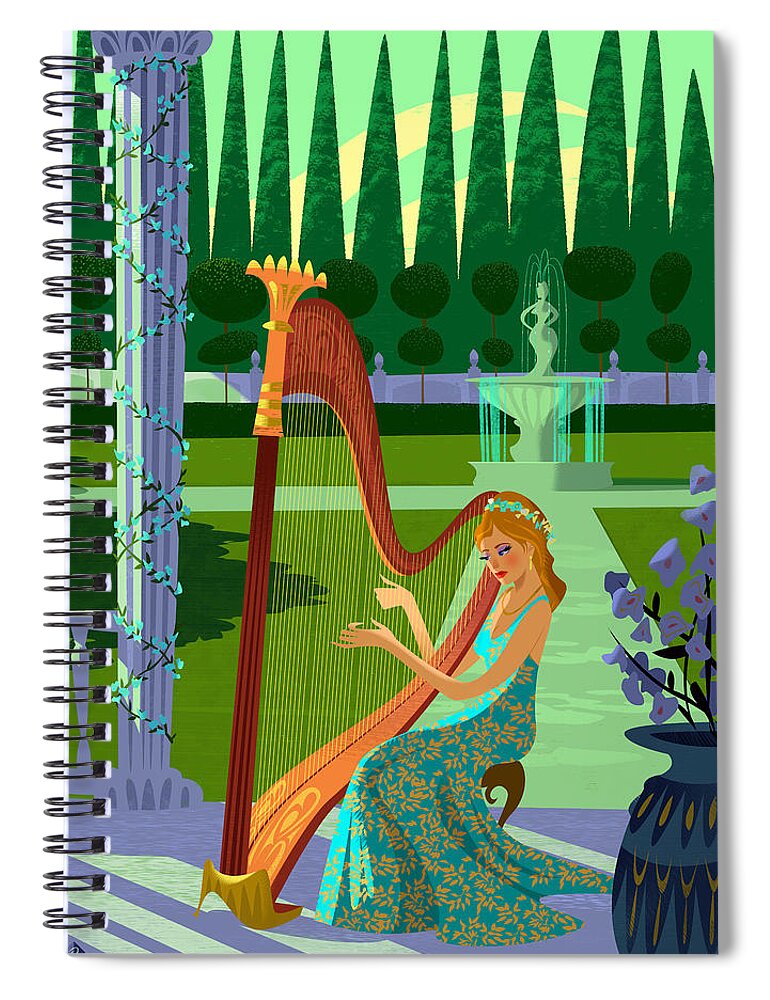  Spiral Notebook featuring the digital art Music from the Harp by Alan Bodner