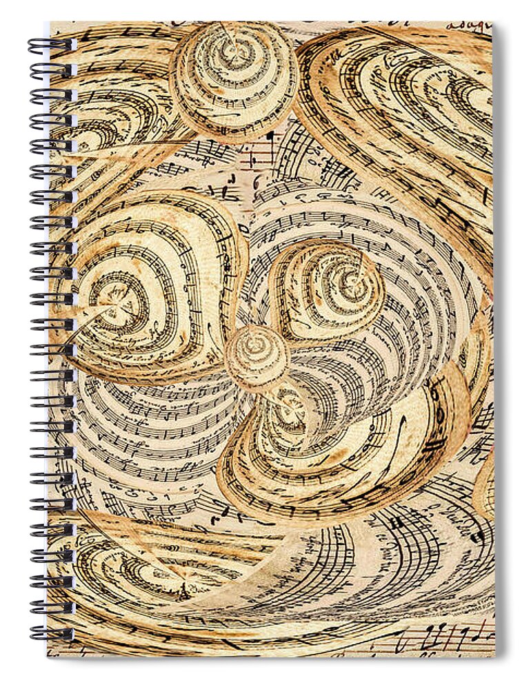 Gift For A Musician Spiral Notebook featuring the mixed media Music Scores Sheet Music Perpetuum Mobile Part 3 by Elena Gantchikova