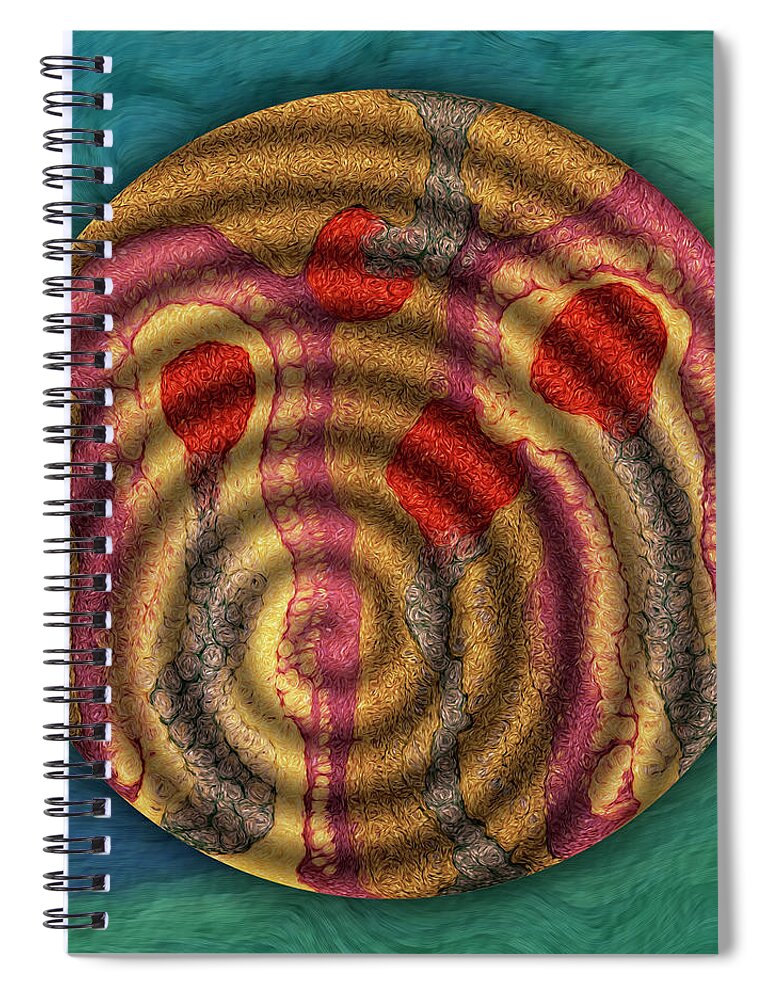 Abstract Experimentalism Spiral Notebook featuring the digital art Musical Cherries by Becky Titus