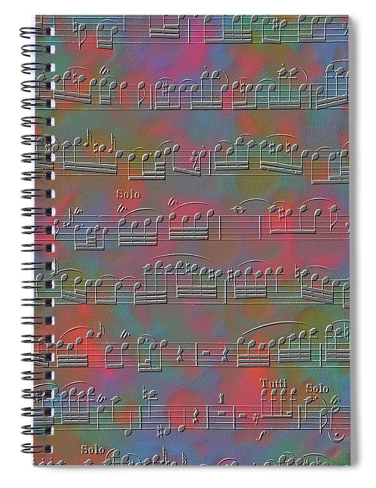 Music Spiral Notebook featuring the digital art music art - Solo II by Sharon Hudson
