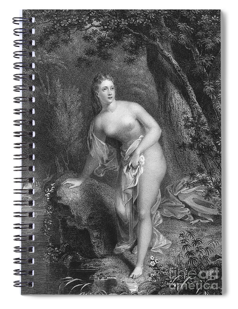 1825 Spiral Notebook featuring the drawing Musidora, 1825 by Asher Brown Durand
