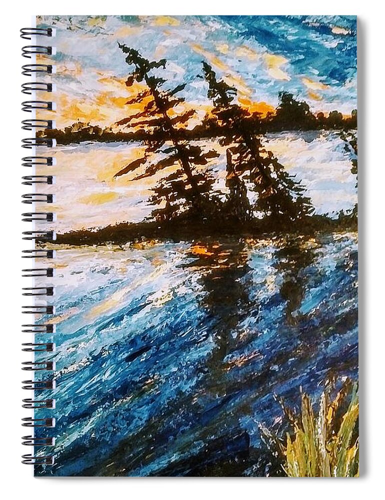 Muskoka Spiral Notebook featuring the painting Muskoka Sunrise by Lynne McQueen