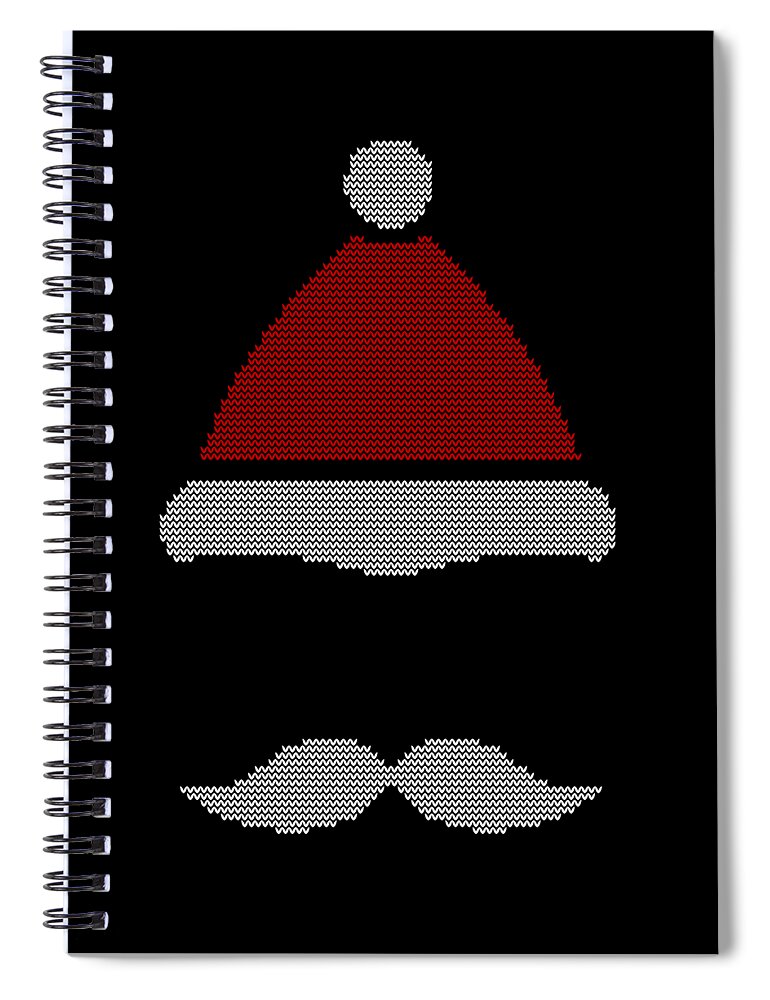 Christmas 2023 Spiral Notebook featuring the digital art Mustache Santa Hat Ugly Christmas Sweater by Flippin Sweet Gear