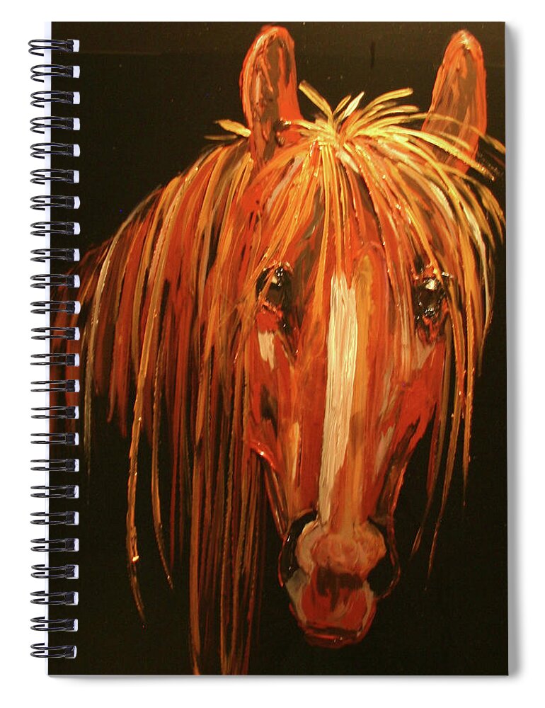 Western Spiral Notebook featuring the painting Mustang Sally by Marilyn Quigley