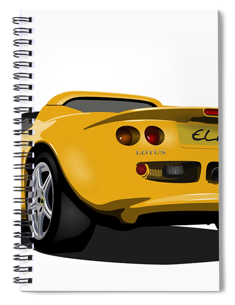 Sports Car Spiral Notebook featuring the digital art Mustard Yellow S1 Series One Elise Classic Sports Car by Moospeed Art