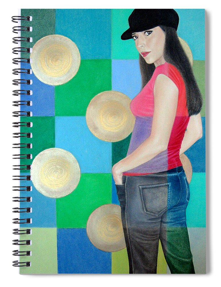 Black Cap Spiral Notebook featuring the painting My Black Cap by Lynet McDonald