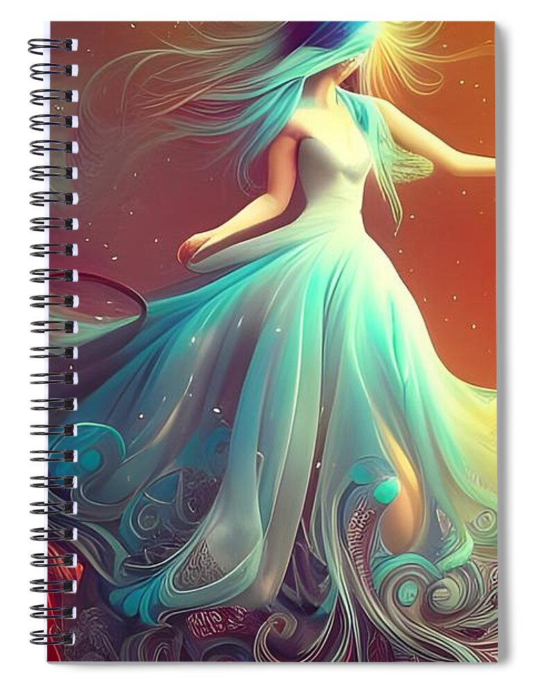Digital Woman Dress Dancing Spiral Notebook featuring the digital art My Dream of Dancing by Beverly Read