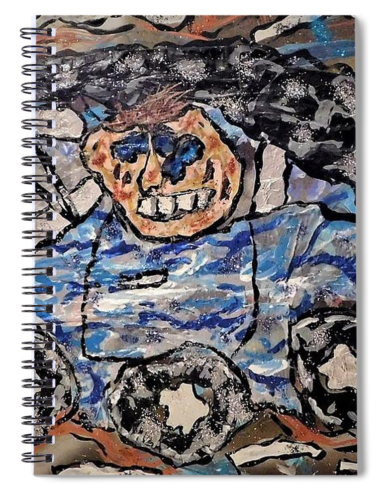 Car Spiral Notebook featuring the mixed media My First Car Buick Skylark Driving in Between Lines and Guard Rails by Kevin OBrien
