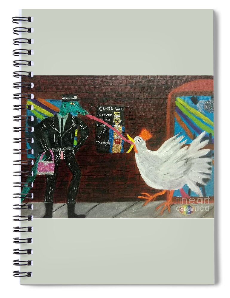 Kiss Spiral Notebook featuring the painting My first gay kiss. by David Westwood