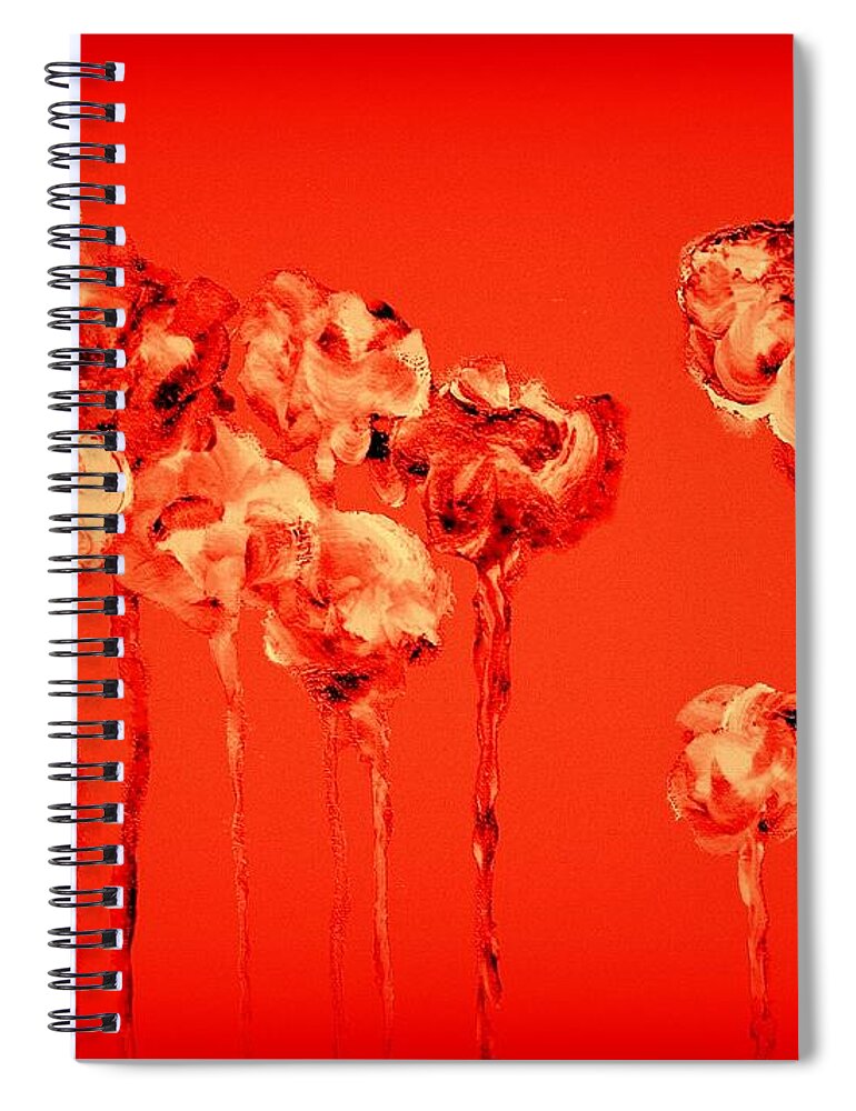 Viva Spiral Notebook featuring the painting My Garden - Red by VIVA Anderson