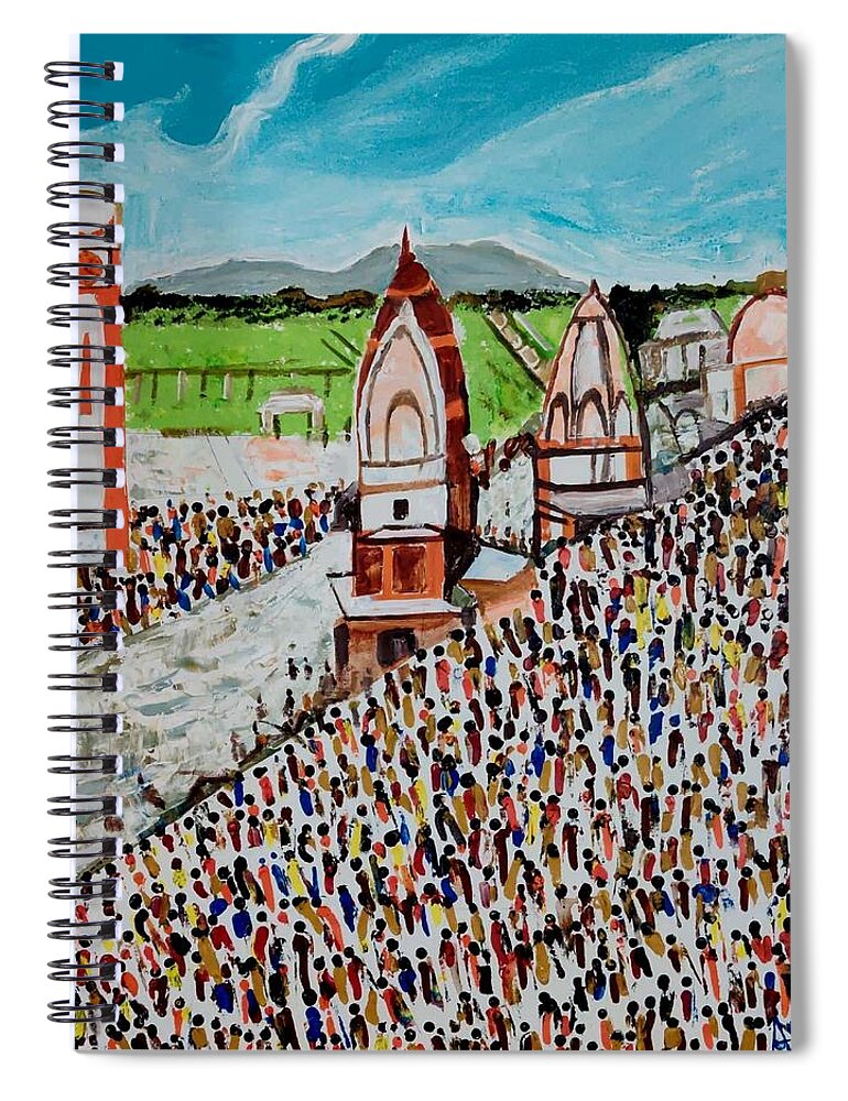 City Abstractions Spiral Notebook featuring the painting My Holly City by Anand Swaroop Manchiraju