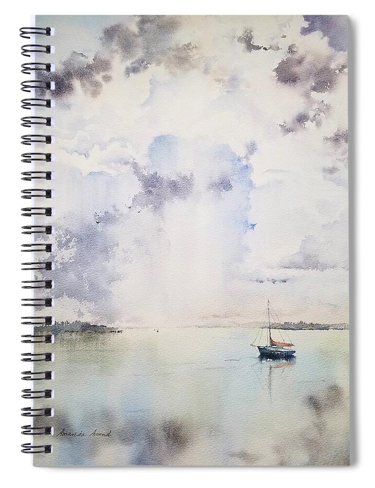 Lake Champlain Spiral Notebook featuring the painting My Mooring by Amanda Amend