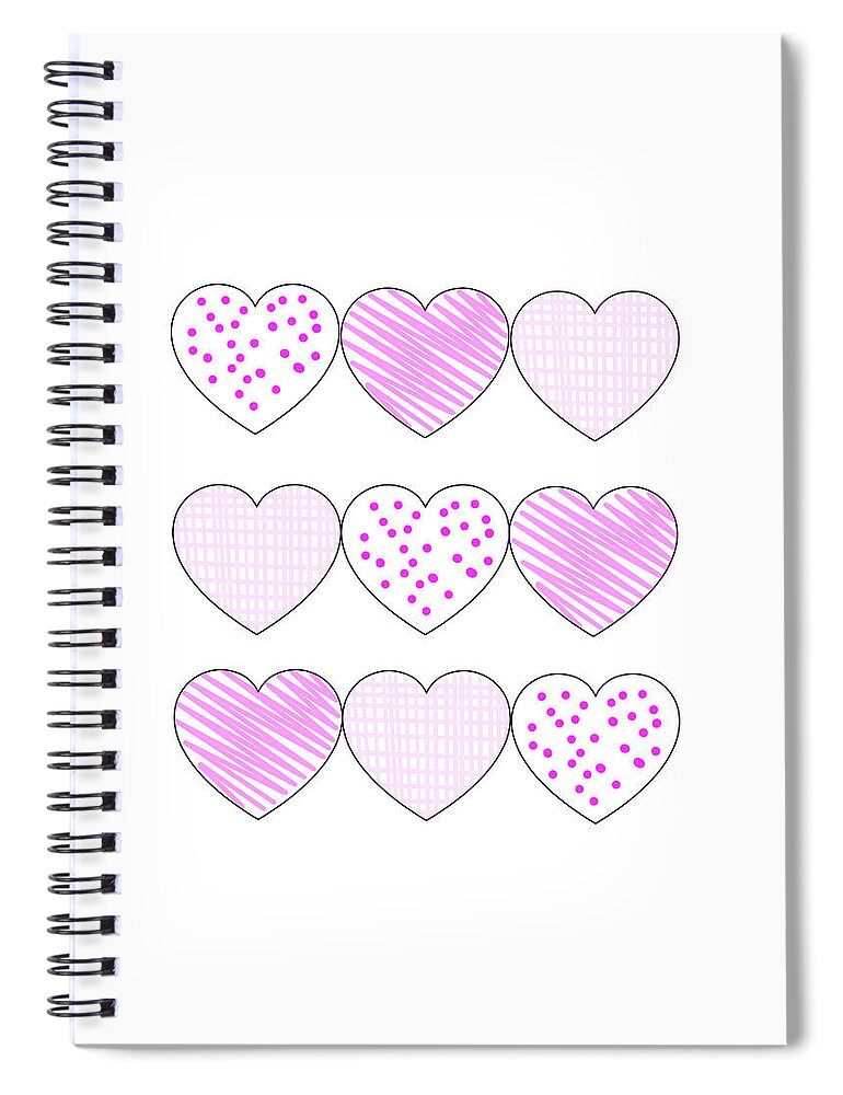 Heart Spiral Notebook featuring the digital art My Pink Hearts by Moira Law