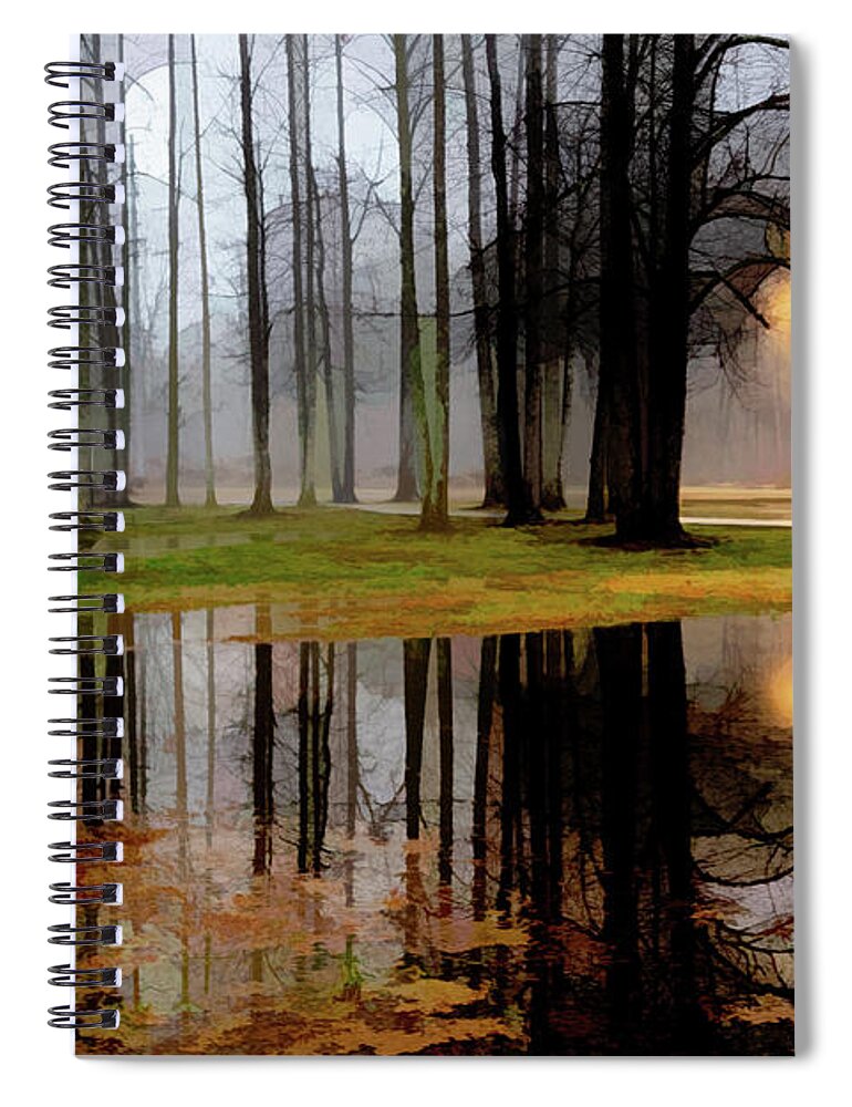 Carolina Spiral Notebook featuring the photograph Mysterious Forest Reflections Abstract Painting by Debra and Dave Vanderlaan