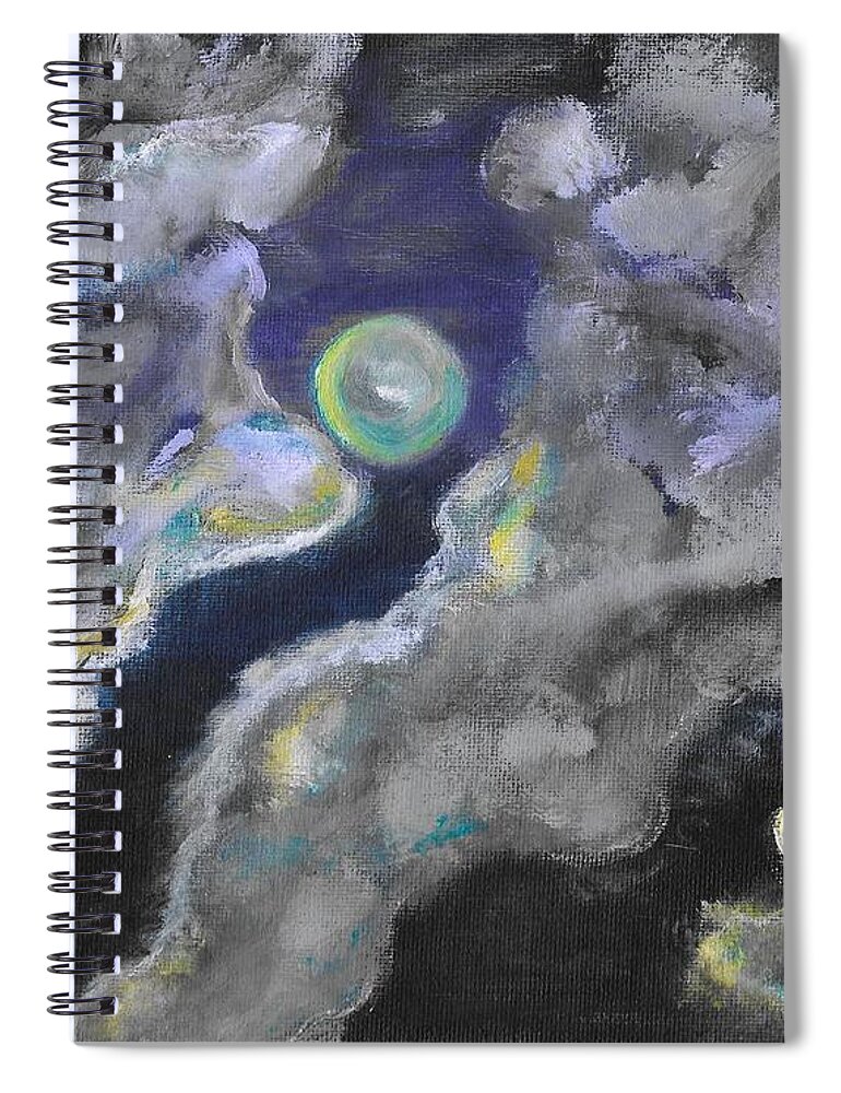 Moon Spiral Notebook featuring the painting Mysterious Night by Esoteric Gardens KN
