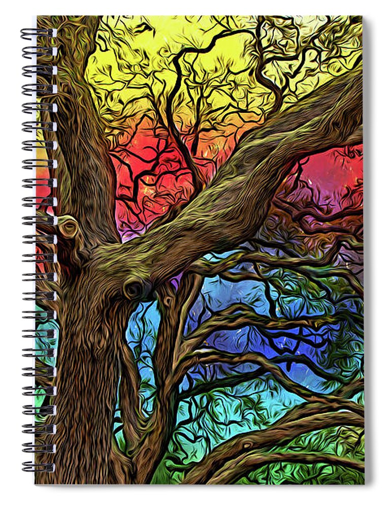 Oak Spiral Notebook featuring the photograph Mysterious Oak Variation 4 by Lorraine Baum