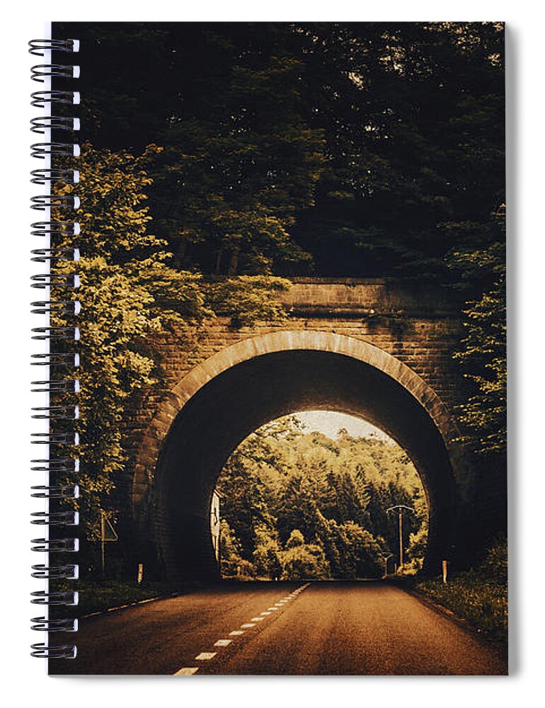 Tunnel Spiral Notebook featuring the photograph Mysterious tunnel by Yasmina Baggili