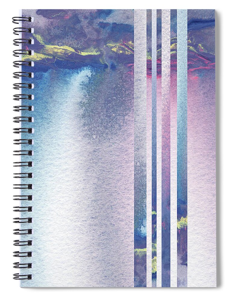 Mist Spiral Notebook featuring the painting Mystic Rain Abstract Modern Decor Watercolor V by Irina Sztukowski