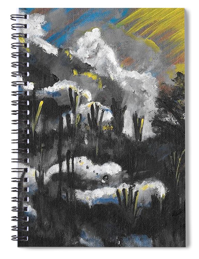 Mystical Spiral Notebook featuring the painting Mystical Mirage by Esoteric Gardens KN