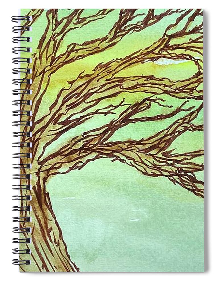 Tree Spiral Notebook featuring the painting Naked Trees #42 by Anjel B Hartwell